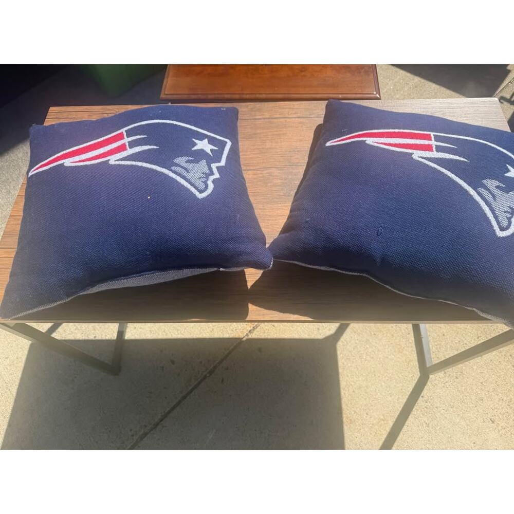 Pair of New England Patriots Football Knit Throw Pillows - Picture 2 of 6